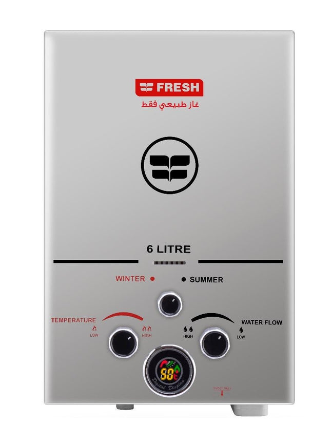 Fresh Gas Water Heater, 6 Liter Silver - Gas6LS - SABER Center