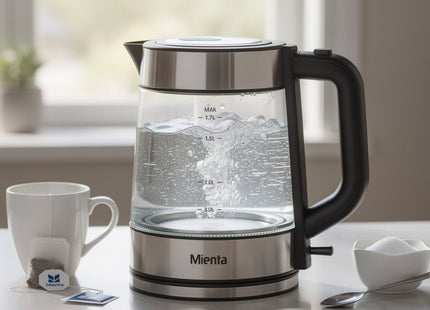 Mienta Glass Electric Kettle, 1.7 Liter 2200 Watt, Black - EK201837A - SABER Center