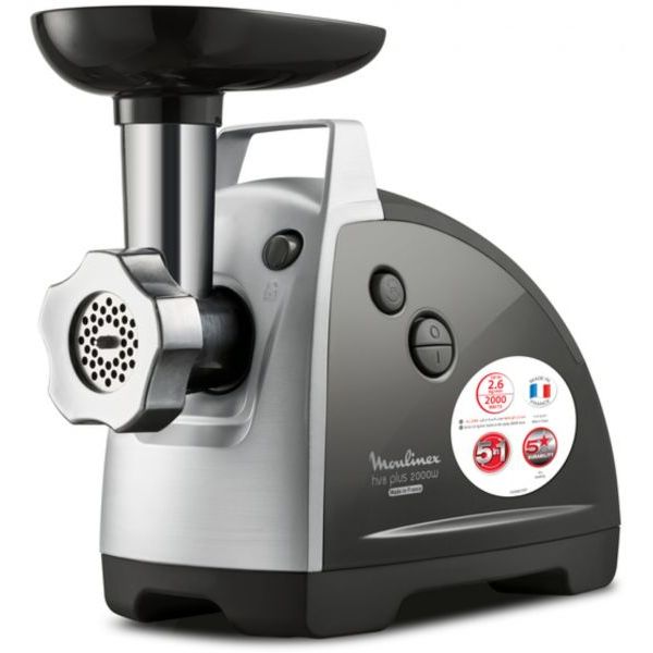 Moulinex HV8 Plus Meat Mincer with Attachments 2.6 kg 2000 Watt, Silver Black - ME682826 - SABER Center