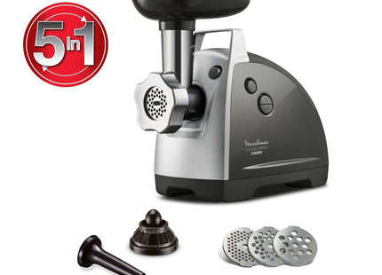 Moulinex HV8 Plus Meat Mincer with Attachments 2.6 kg 2000 Watt, Silver Black - ME682826 - SABER Center