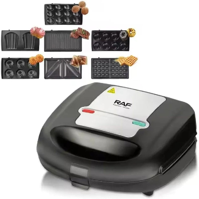 Raf 7 in 1 Sandwich Maker 750 Watt Black Silver - R.2691 - SABER Center