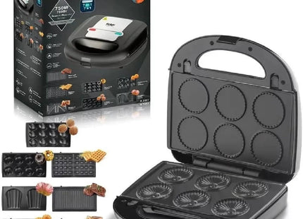 Raf 7 in 1 Sandwich Maker 750 Watt Black Silver - R.2691 - SABER Center