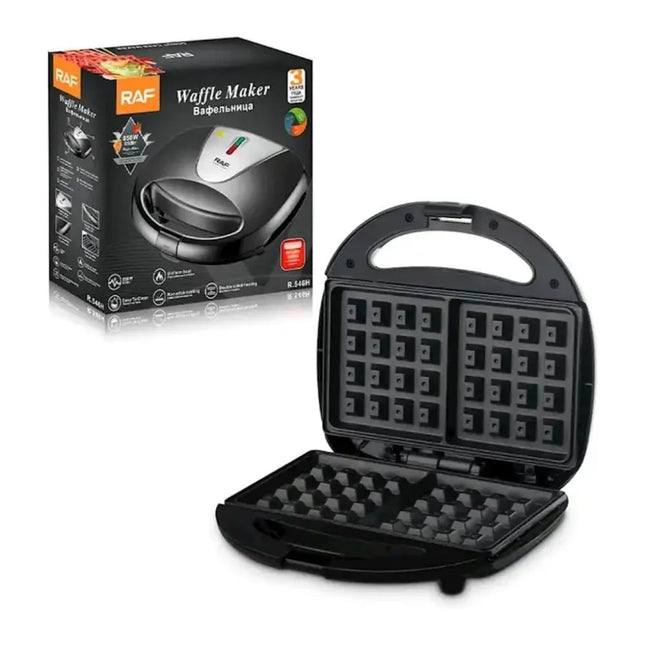Raf Waffle Maker 850 Watt Black Silver - R.546H - SABER Center