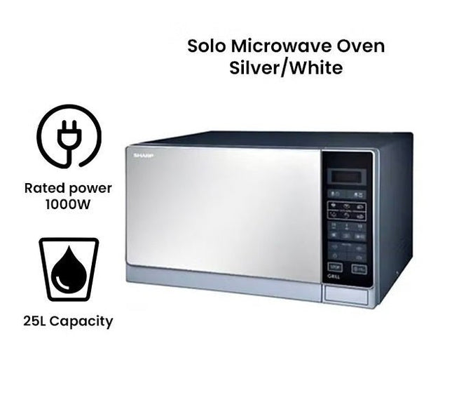 Sharp Microwave with Grill, 25 Liter 1000 Watt, Silver - R-75MT(S) - SABER Center