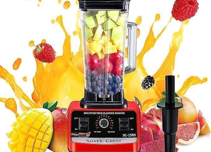 Silver Crest Countertop Blender with Mill, Stainless Steel Blades 2 Liter 4500 Watt Red - SC1589 - SABER Center