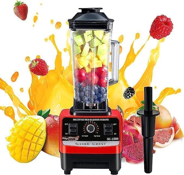 Silver Crest Countertop Blender with Mill, Stainless Steel Blades 2 Liter 4500 Watt Red - SC1589 - SABER Center