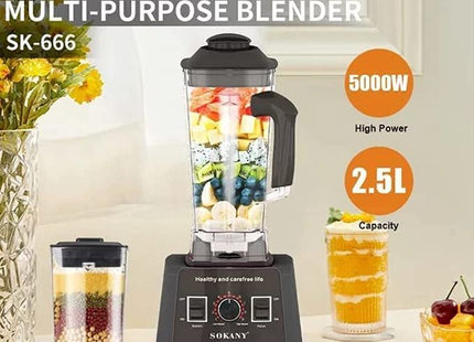 Sokany Countertop Blender 2.5 Liter 5000 Watt Black - SK- 666 - SABER Center