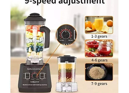 Sokany Countertop Blender 2.5 Liter 5000 Watt Black - SK- 666 - SABER Center