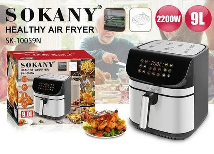 Sokany Digital Air Fryer, 9 Liter, 2200 Watt Silver - SK-10059N - SABER Center