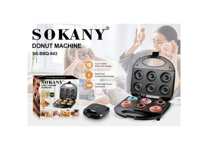 Sokany Donuts Maker 750 Watt, Black - SK-843 - SABER Center
