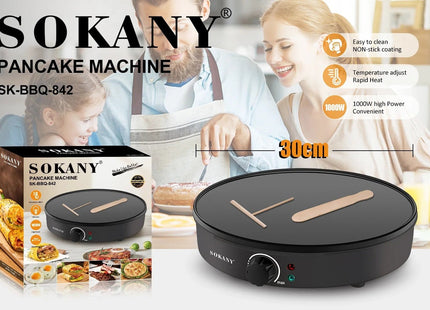Sokany Pizza Maker 1000 Watt Black - SK-BBQ-842 - SABER Center