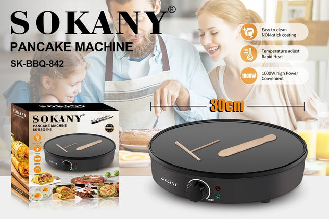 Sokany Pizza Maker 1000 Watt Black - SK-BBQ-842 - SABER Center