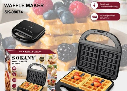 Sokany Waffle Maker 750 Watt Black - SK-08074 - SABER Center