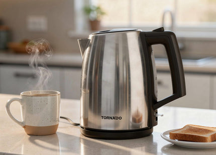 Tornado Stainless Steel Electric Kettle, 1.7 Liter 2200 Watt, Silver - TKS-2217 - SABER Center